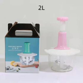 Press Manual Chopper Minced Meat Stuff-stirring Machine (Option: 2L Pink)